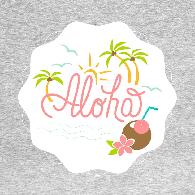 Aloha with Palm Trees and Coconut by bluerockproducts